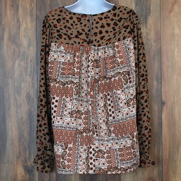 Andree by Unit Plus Size Women's Cheetah Print Blouse 2X - Picture 5 of 6